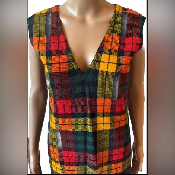 Vintage 1960s Bill Atkinson Glen of Michigan Jr. Retro Style Plaid Lined Dress - Picture 12 of 16